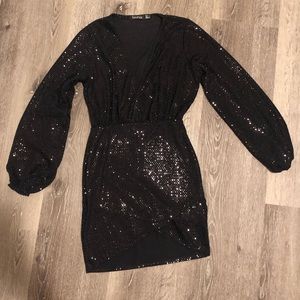 Boohoo black party dress